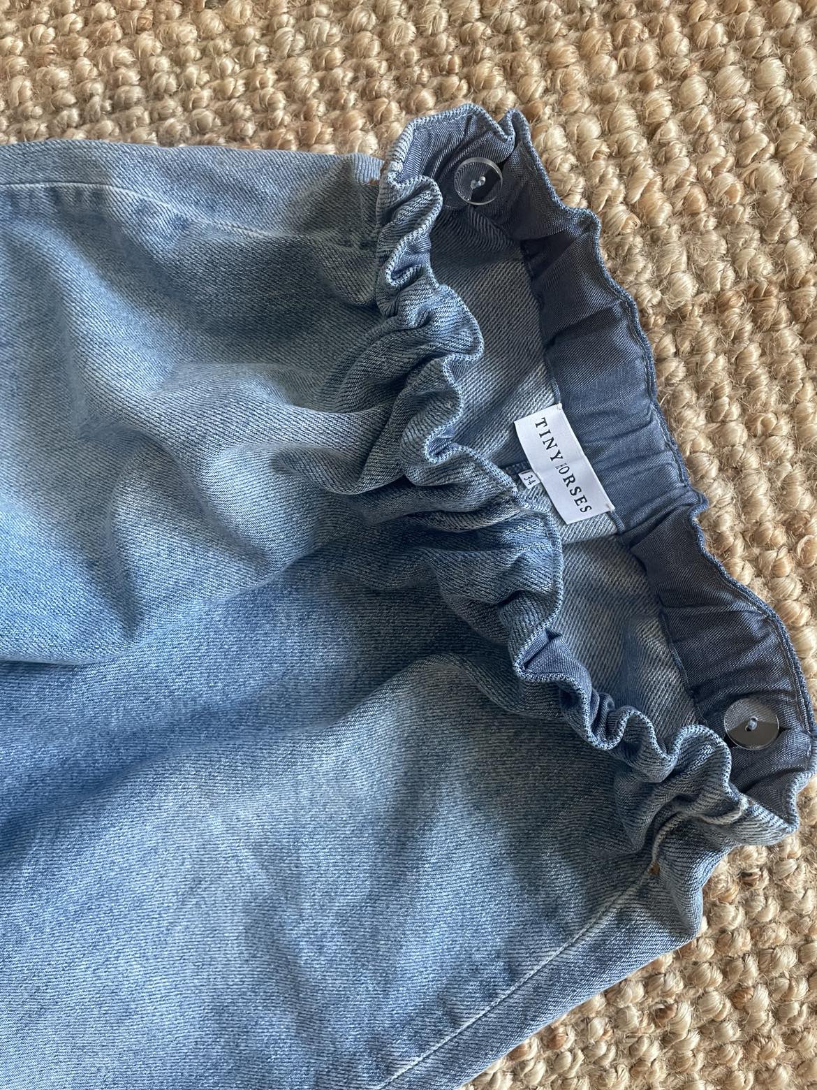 BILLE PANT, UPCYCLED LIGHT DENIM, PINK HORSE POCKETS