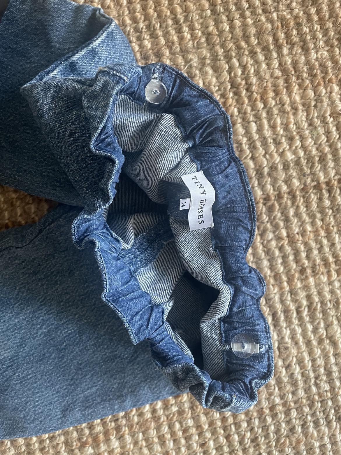 BILLE PANT, UPCYCLED BLUE DENIM, FLORAL POCKETS