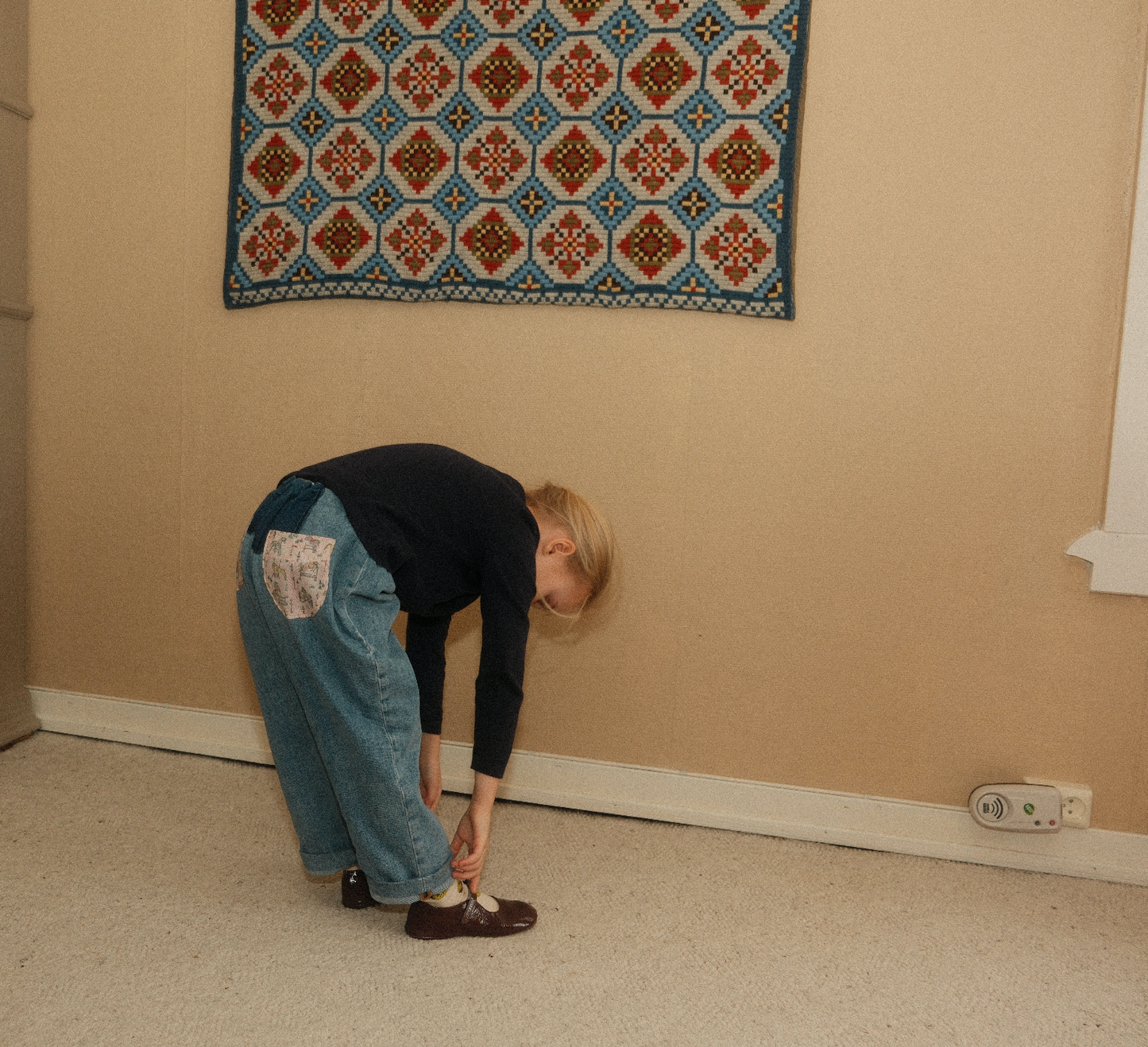 BILLE PANT, UPCYCLED LIGHT DENIM, LIBERTY TINY HORSE POCKETS