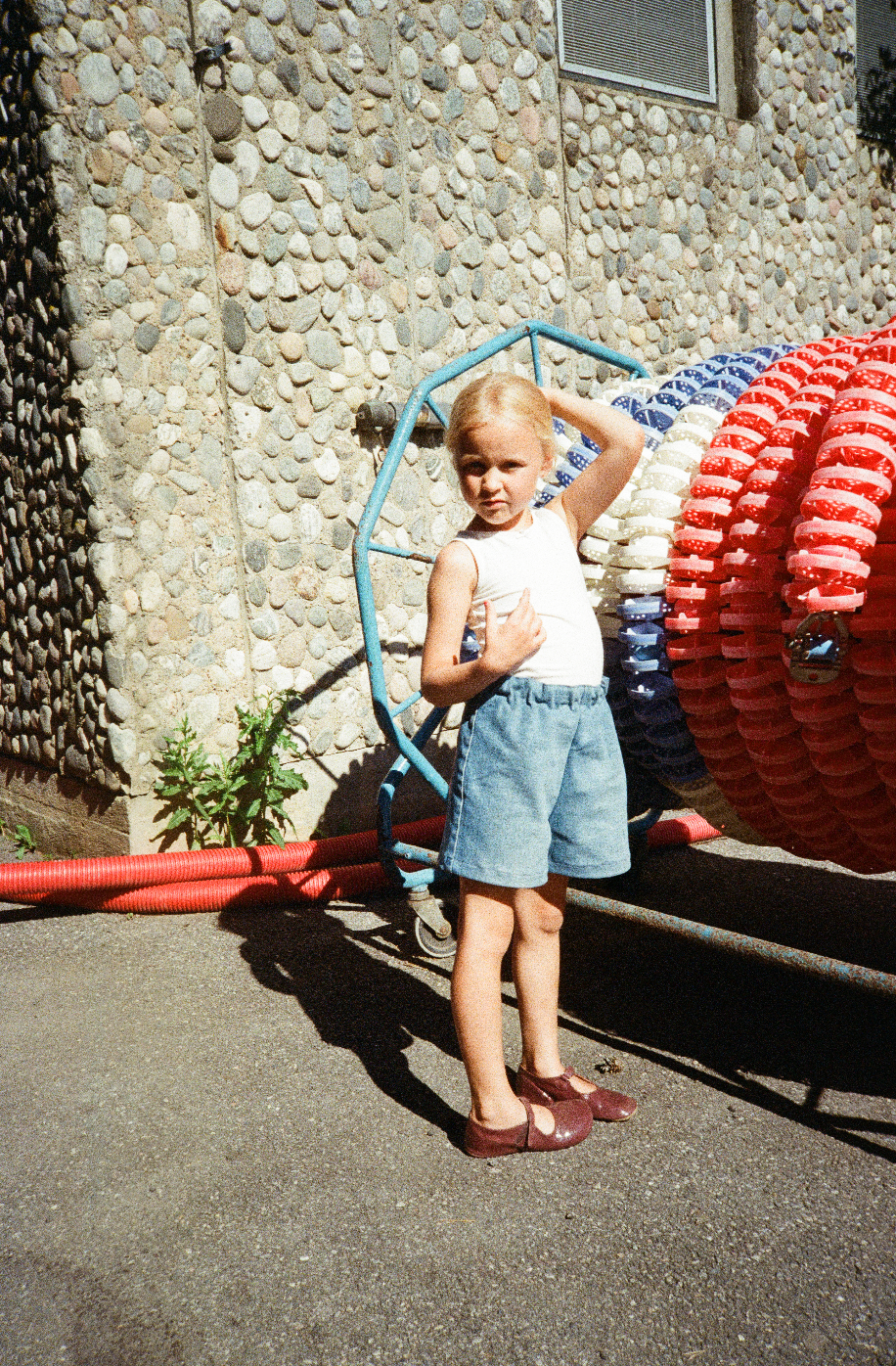 BOBBIE SHORTS, UPCYCLED BLUE DENIM, PINK HORSE COWBOY POCKETS